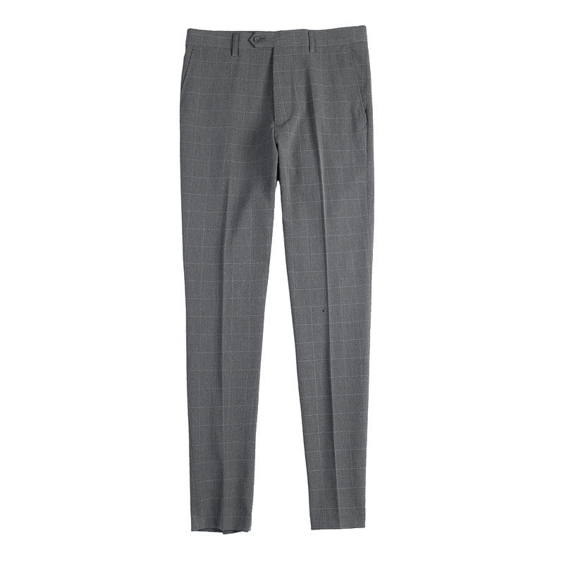 Calças Xadrez Slim-Fit Estilo Coreano
