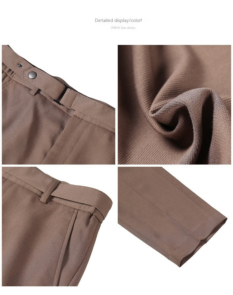Calças Slim-Fit Texturadas com Cinto